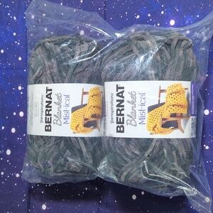 2 Brand New Skeins Bernat Blanket MIST-I-CAL Yarn CINDER  Smoke Free